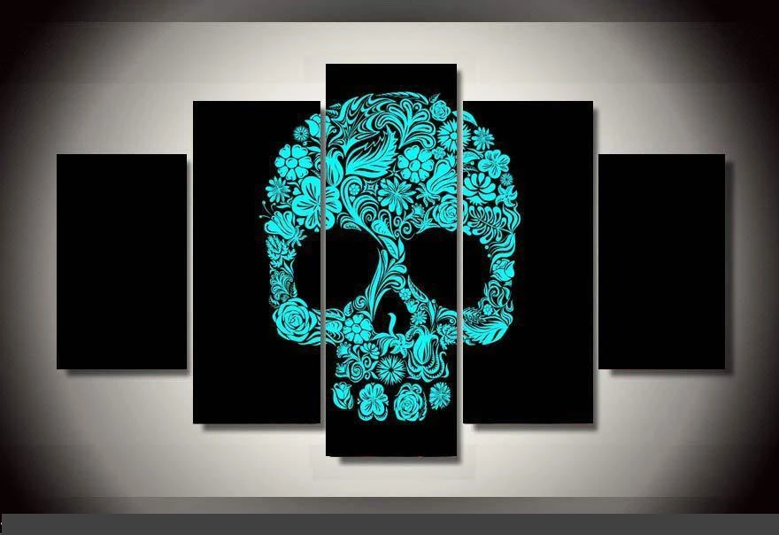 

Modern Indoor Decor Original x5 Skull print poster canvas in 5 pieces