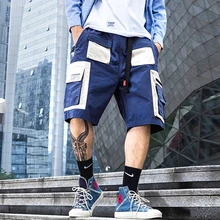 April MOMO мужские шорты Карго цвета пэчворк Летние повседневные до колен уличная хип хоп шорты мужские Карманы Короткие джоггеры