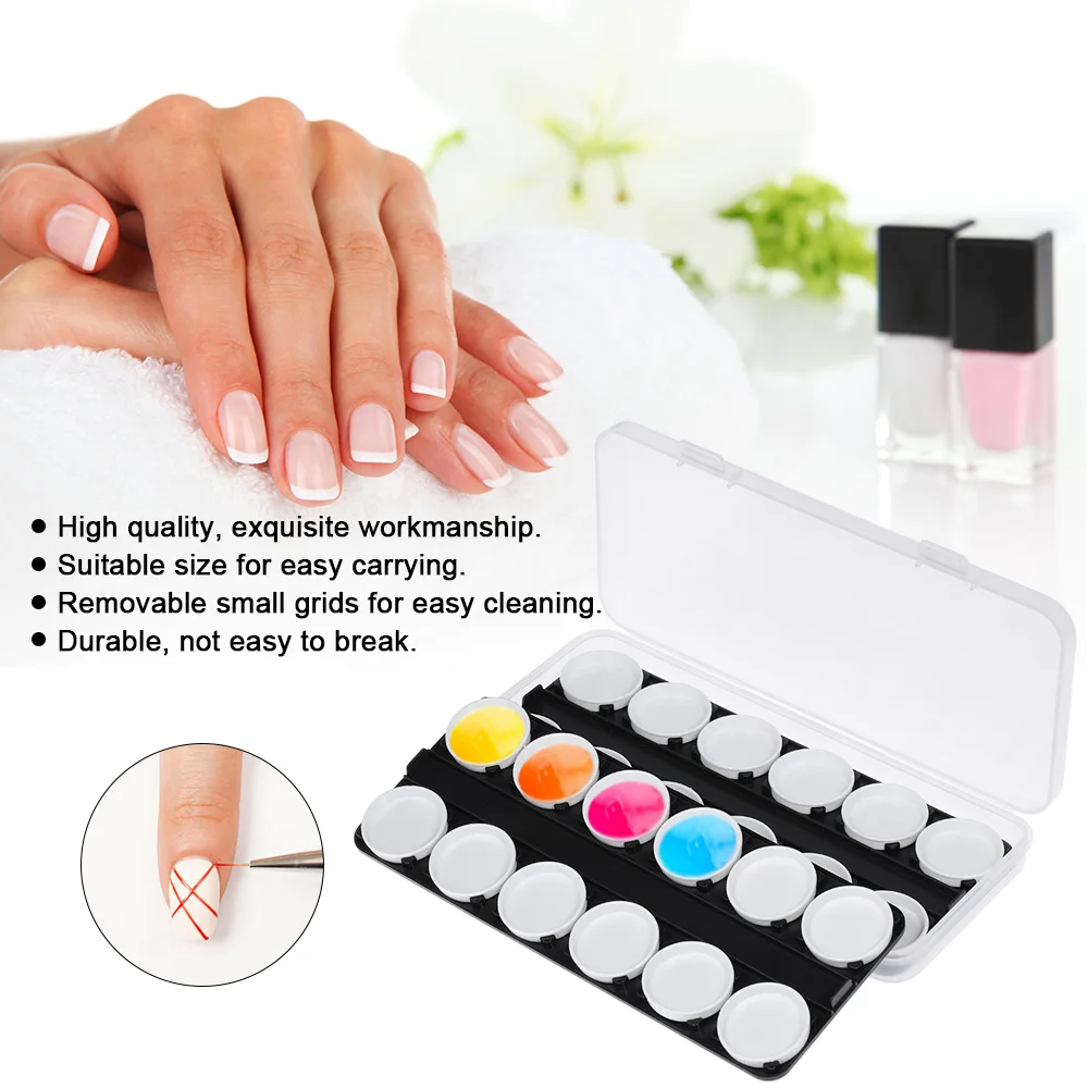 

2pcs/24Grids Nail Polish Color Mixing Palette Dish Manicure UV Gel Painting Drawing Plate Detachable Double-deck Palette Box