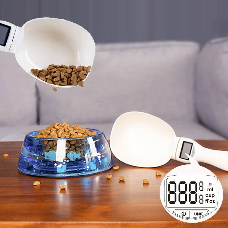 

Measuring Spoon Cup Pet Food Water Scoop Kitchen Scale Spoon Portable Removable With Led Display Dog Feeding Dog Supplies