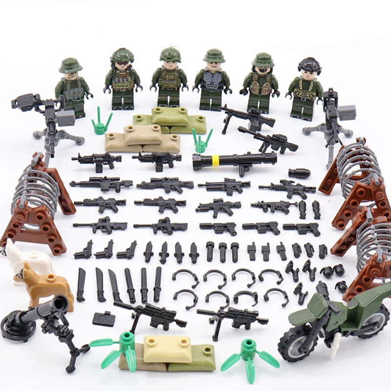

Wholesale Legoing Army MILITARY Soldier Minifigure WW2 Special Forces Gun Weapon SWAT Building Blocks Bricks Figures Gifts Toys