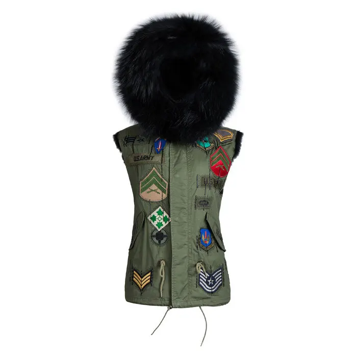 Korean style black short coat faux fur parka for Male winter waistcoats