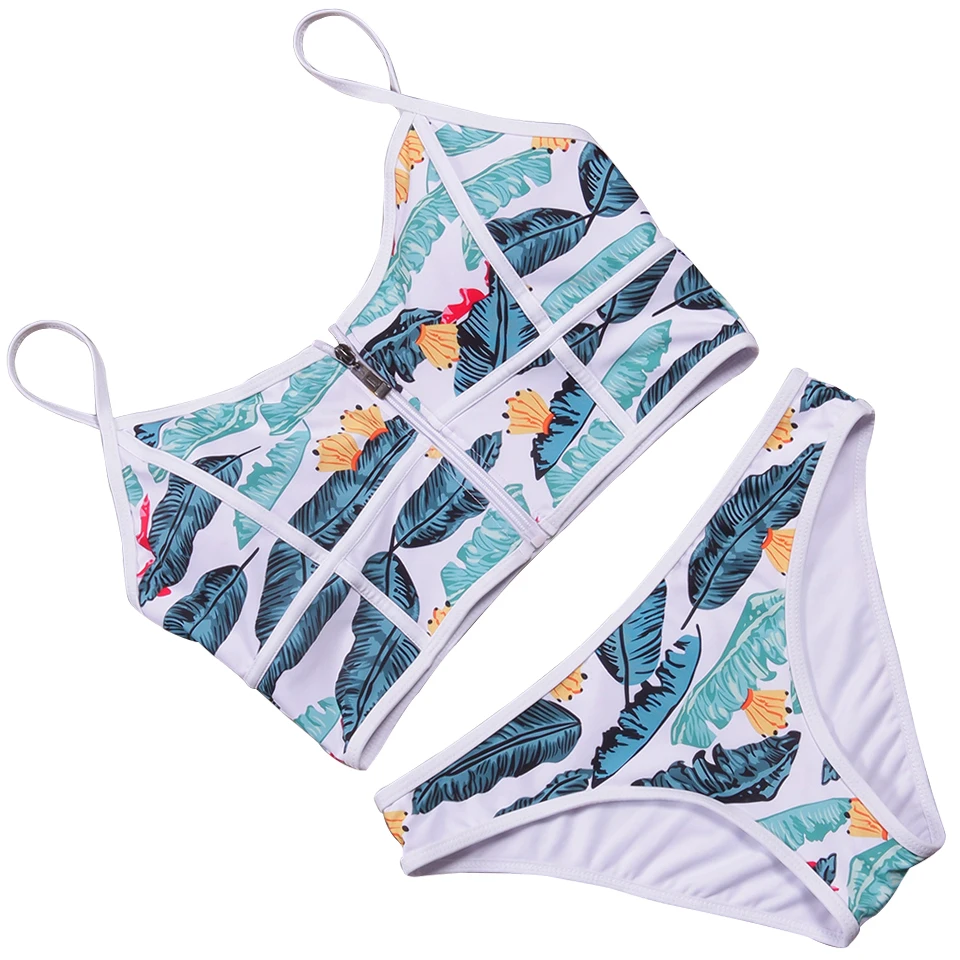 NAKIAEOI-Sexy-Floral-Thong-Zipper-High-Neck-Bikinis-Women-2018-New-Swimsuit-Plus-Up-Swimwear-Brazilian