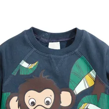 Little Maven Brand 2017 Fashion Long Sleeve Autumn Navy T shirt For Boys With Cartoon Monkey Pattern T shirt For Children
