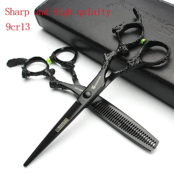 

6 inch professional barber haircut scissors Japan 440c high quality barbershop salon cutting shears thining scissors makas