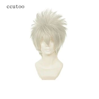 

ccutoo 12" Hatake Kakashi Men's Silver White Short Shaggy Layered Fluffy Synthetic Hair Cosplay Full Wigs Heat Resistance Fiber