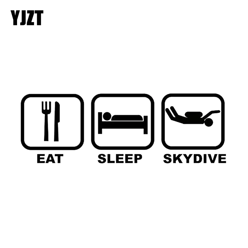 YJZT 16 4*5 6 см интересные автомобильные наклейки Eat Sleep с парашютом виниловые