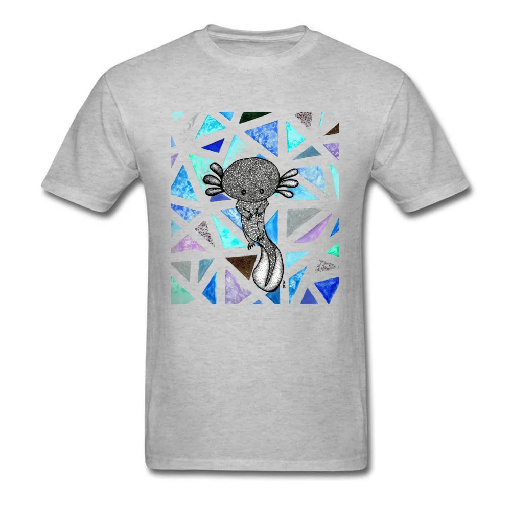 Tops Shirt Sweet Axolotl Summer Retro Printed Short Sleeve Cotton Fabric Round Collar Men's Top T-shirts Printed Tee-Shirt Sweet Axolotl grey