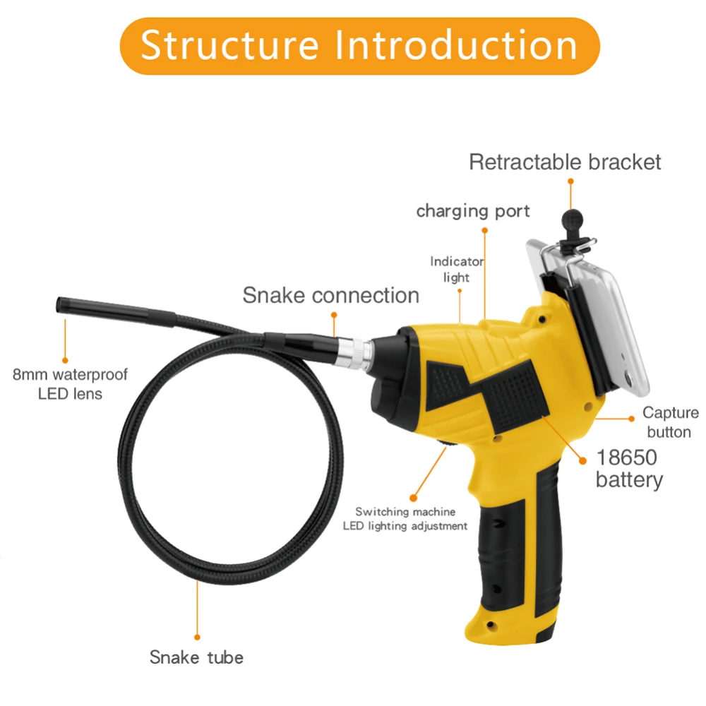 

6 LED WiFi Endoscope Industrial Endoscope 1080P Inspection Camera for Auto Repair Tool Handheld Wifi Endoscope with 6 LEDs