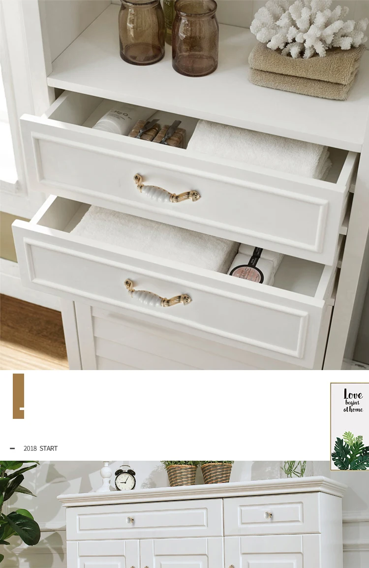 NAIERDI Gold White Creamic Gold Cabinet Handles Knobs Drawer Pulls Kitchen Door Handles Furniture Handle Cabinet Door Hardware