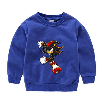 Синий От 2 до 12 лет Детские Мультяшные Sonic зубная щётка свитшот для маленьких мальчиков/девочек изящные летние топы, детская повседневная одежда b02 - Цвет: Синий