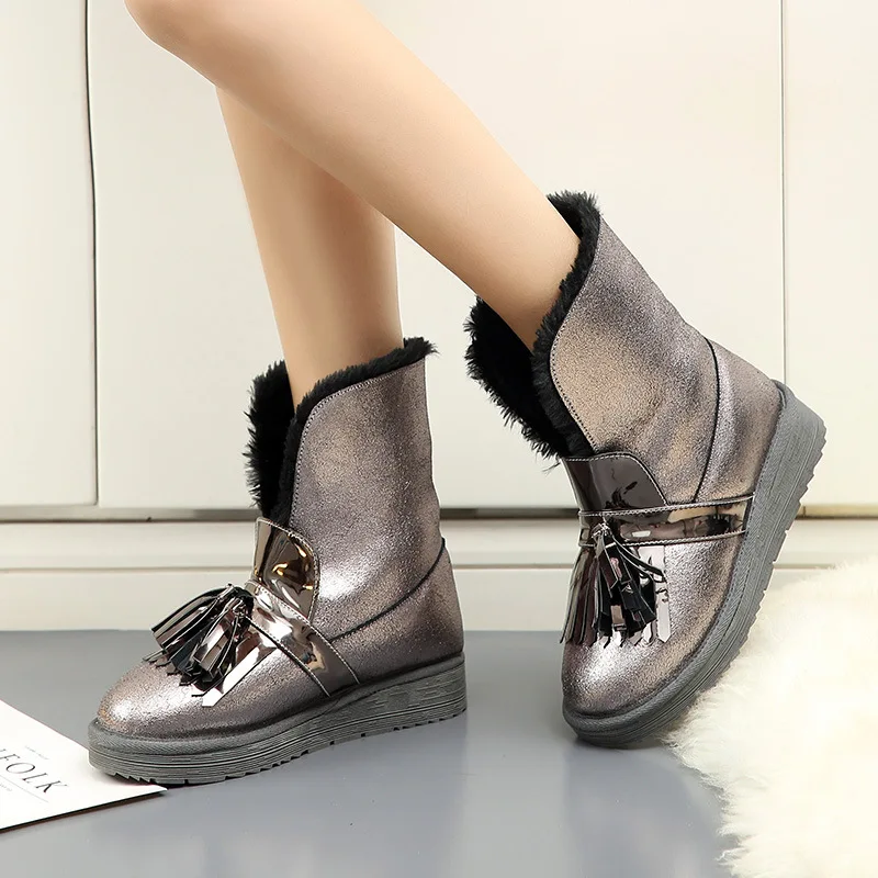 Женские ботинки зима 2017 года Новое поступление обувь на плоской подошве