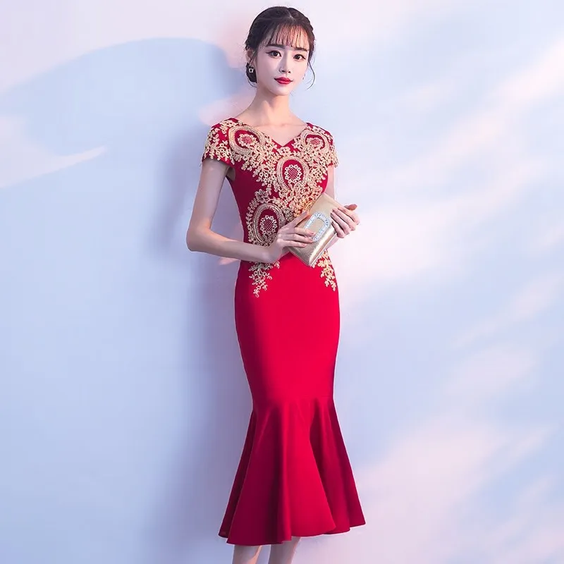 Dongcmy curto vermelho cor celebridade vestidos de