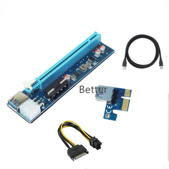 2 разъема PCIe PCI E Express Riser Card 1x к 16x USB3.0 кабель SATA 6Pin источник питания для BTC Miner