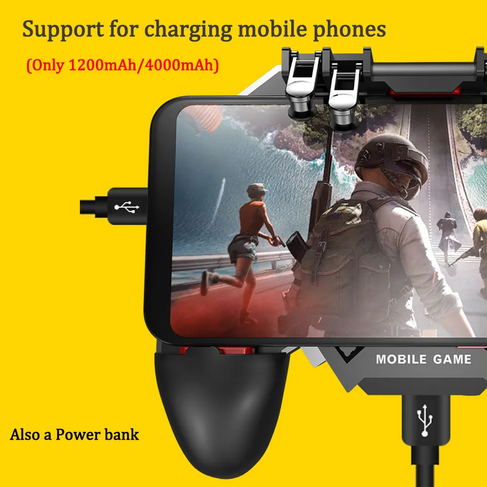 6 Finger pubg gamepad mobile controller cooling joystick for iphone ios android pubg phone cooler c