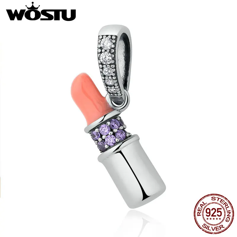 

2019 New Arrival Real 925 Sterling Silver Lipstick Charm Dangle Fit Original WST Bracelet Pendant Authentic Fine Jewelry