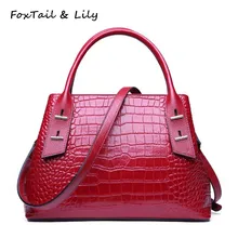 FoxTail& Lily бренд Для женщин из коровьей кожи с крокодиловым узором сумочки роскошные дизайнерские сумки через плечо Элегантная Дамская сумка Курьерские сумки