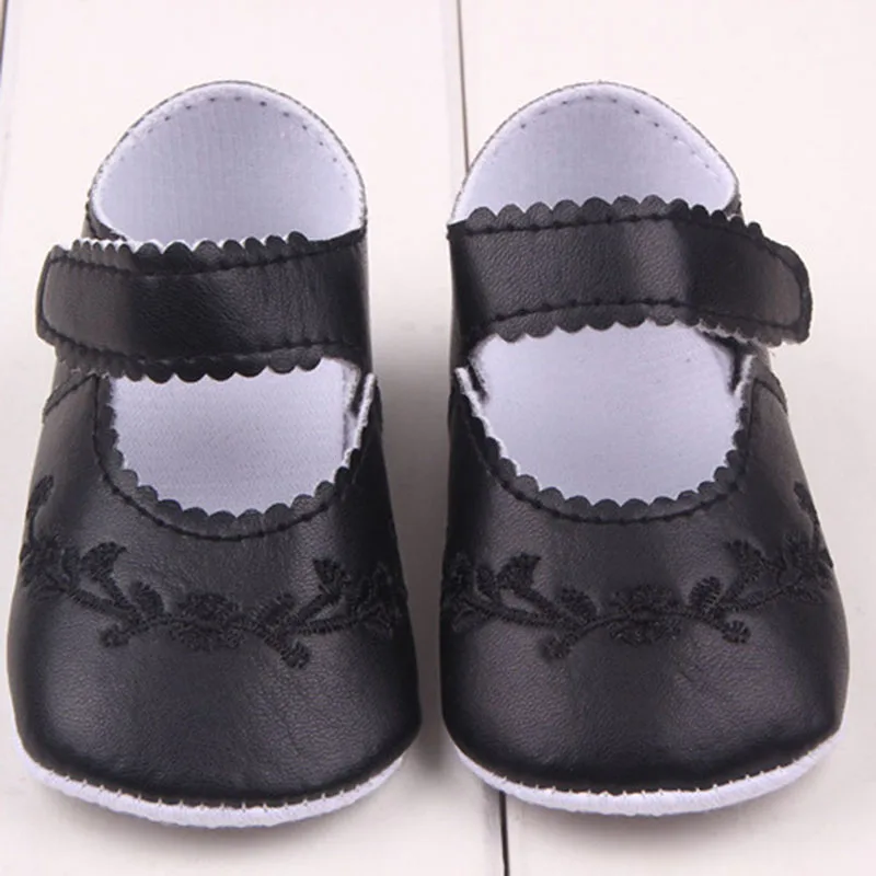 Для маленьких девочек, для тех, кто только начинает ходить, из искусственной кожи милые платья принцессы детская обувь, новорожденные Удобная Уличная обувь для младенцев розовые черный, белый цвет - Цвет: Черный