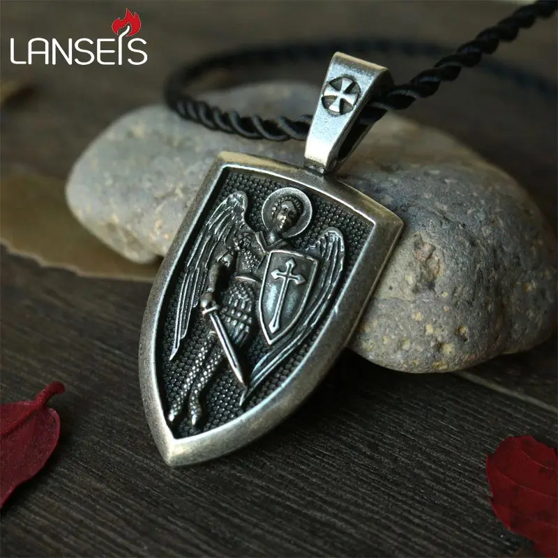 Lanseis 1 шт., дропшиппинг, мужское ожерелье, Archangel St. Michel, защита меня, святая защита, шарм, русский орходокс, кулон