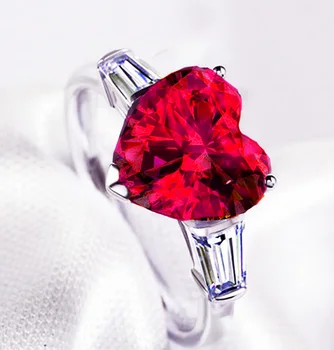 

YaYI Fashion Women Jewelry Ring Heart Red Zircon CZ Silver Color Engagement Rings wedding Rings Party Rings Gift