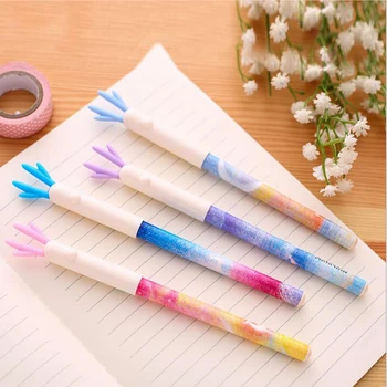 

Free Shipping 4 Pieces Creative gel pen Student Stationery Black Refill Ballpoint Pen Fountain pen 3d pen Christmas Cartoon Gift