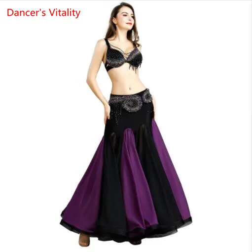 New Arrival Women Belly Dance Costume Set Bra Top Belt Skirt Dress Carnival Bollywood lady Cocktail Ballroom Belly Dance Wear - Цвет: Фиолетовый