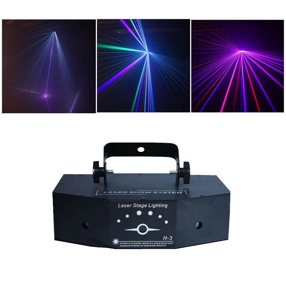 

Sharelife 3 Lens Red Green Blue Color DMX Beam Gobo Laser Light Home Gig Party DJ Projector Stage Lighting Sound Auto H-3P