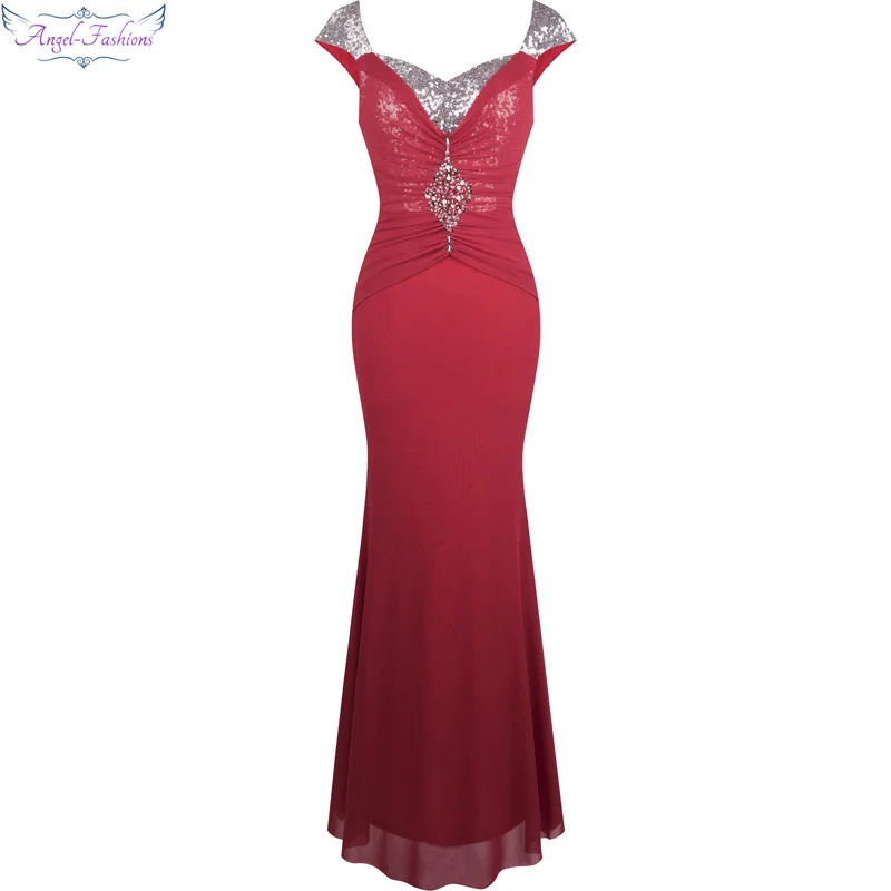 Женское вечернее платье с длинным рукавом и пайетками, Vestido de fiesta de boda, цвет красный, 351