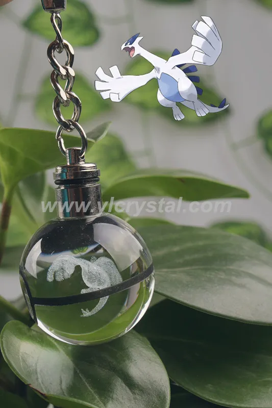 Pokemon Crystal Ball Keychian 3D лазерный Pokemon Ball Mew дизайн для подарка - Цвет: Lugia