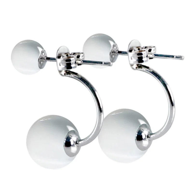 

Double Opal Studs Earrings For Women Fashion Jewelry Boucles D'Oreilles Perle Crystal Round Earring Brincos Moda Joias B104-5