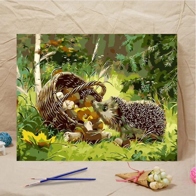 

DIY Painting Calligraphy By Numbers Hedgehog Animals Modern Wall Art Picture Hand Painted Oil Painting On Canvas For Gift