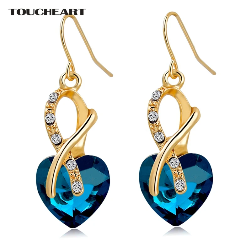 Toucheart Cubic Zirconia Crystal Heart Earrings With Stones For Women