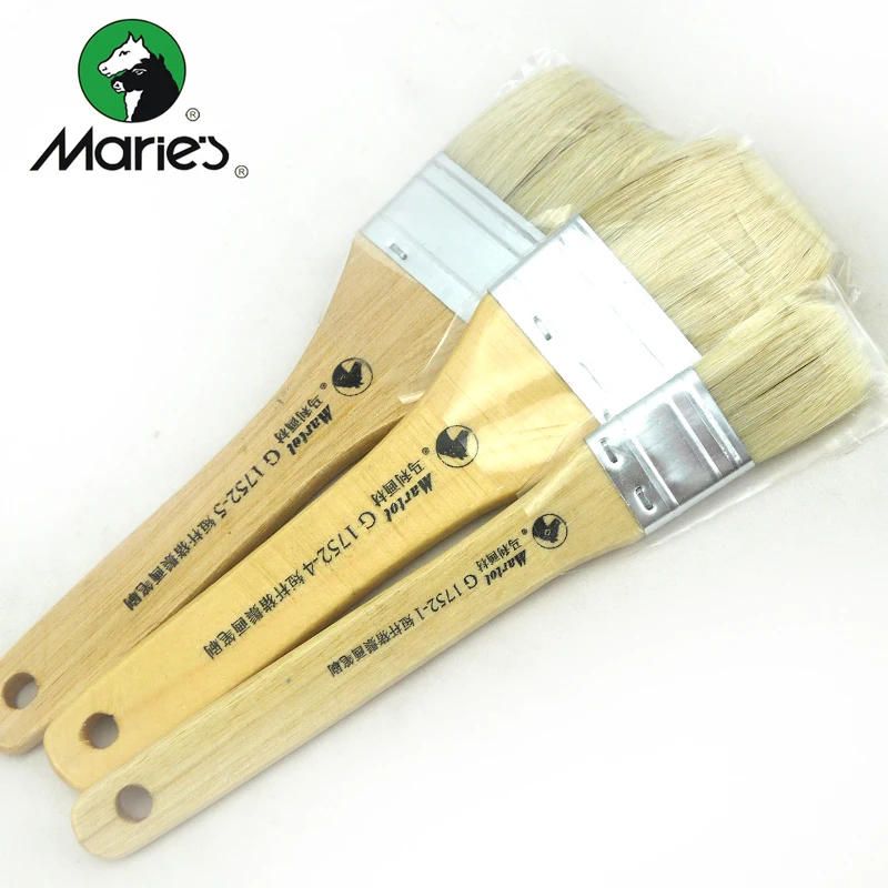 

LifeMaster Maries Bristle Hair Flat Paintbrush Short Wood Handle for Oil painting Acrylic painting G1752 Art Supplies