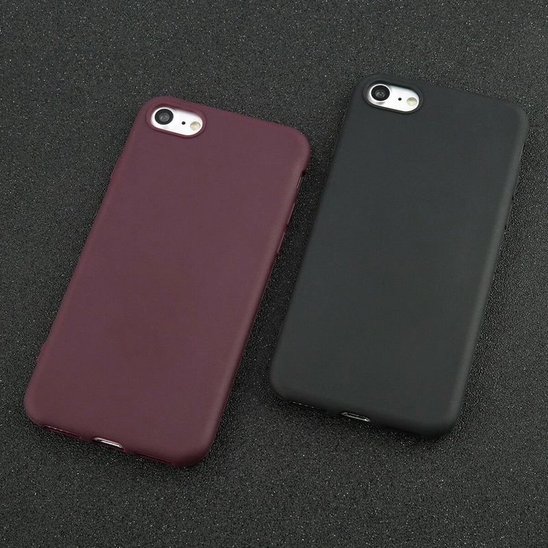 De silicona suave cubierta de la caja del teléfono para Apple Iphone 8 7 además de 6 S 6 5 5S plus SE XS max XR X Color sólido Simple Ultra-delgada cubierta