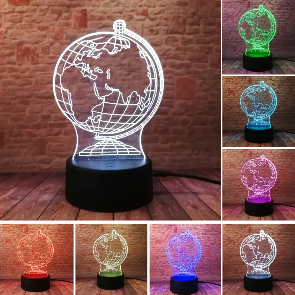 Novelty Creative 3D Earth Globe LED Visual Colorful Light Illusion
