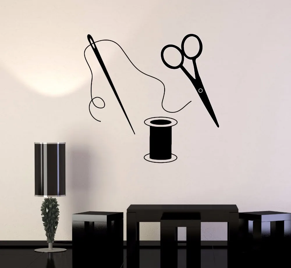 Scissors Vinyl Wall Stickers Home Decorate Removable Sewing Tailor Decals For Fashion Designer Atelier New Arrival | Дом и сад