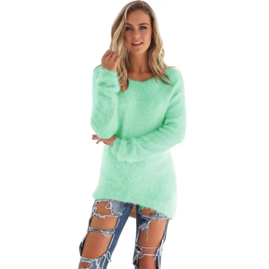 

KANCOOLD 2018 Female clothing 2018 Green Sweater Women Long Sleeve Casual Solid Jumper Sweaters Blouse 18juiy11