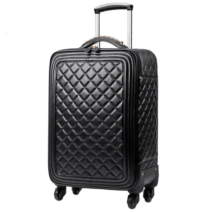 Chupermore ретро бренд из искусственной кожи чемодан на колёсиках набор для женщин Высокая емкость чемодан колеса 16 дюймов кабина пароль тележка - Цвет: black