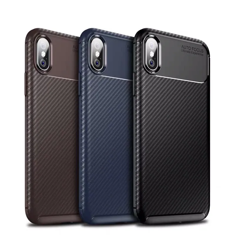 Best Silicone For iPhone 7 Fashion Carbon Fiber Plain Color Cover Cases For iPhone 8 7 6 6S Plus X XR XS MAX Soft Back Protect Capa
