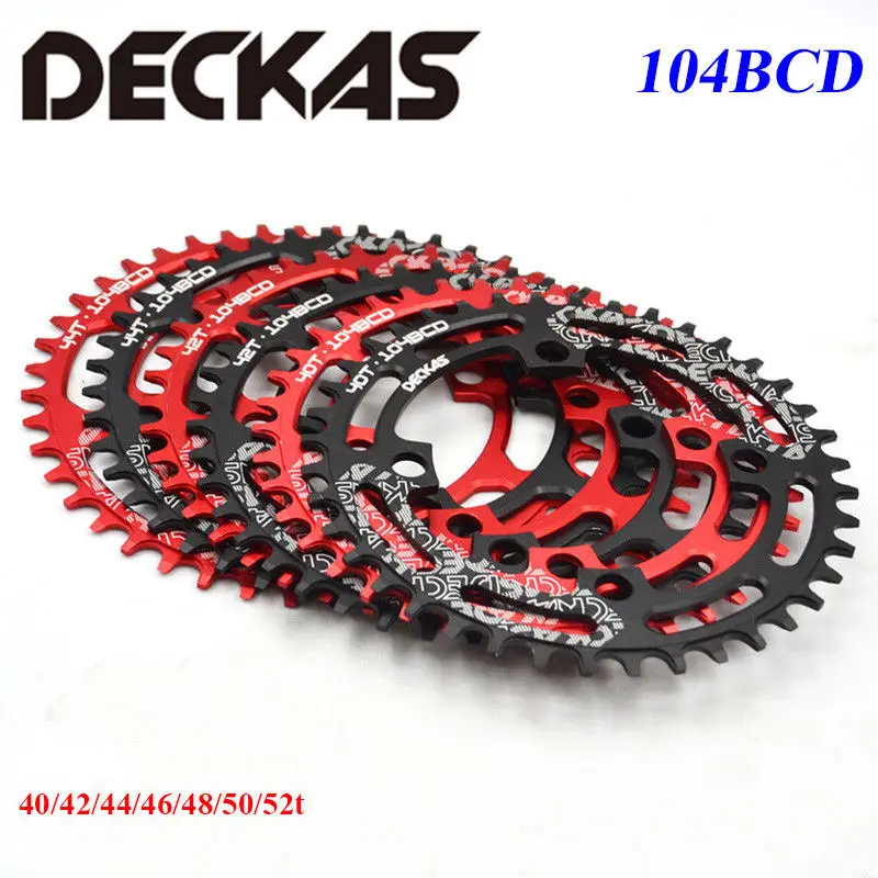 DECKAS MTB Chainring 104BCD горный шоссейный велосипед узкая широкая односкоростная велосипедная цепь черная/красная 40 T-52 T Chainwheel