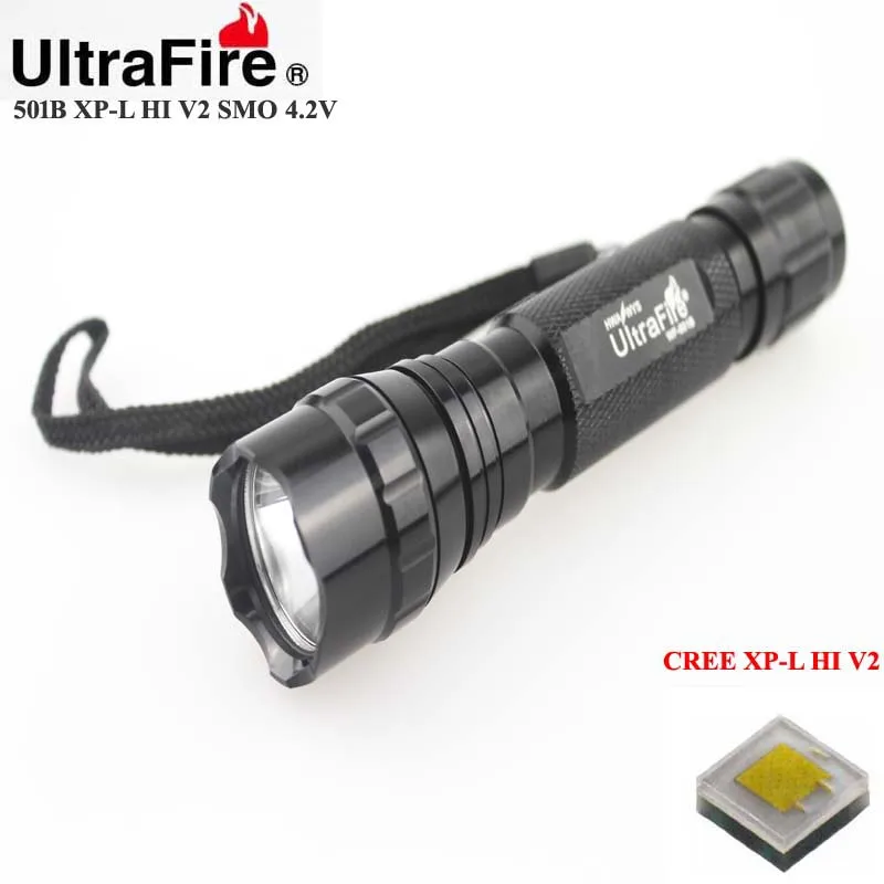 

U-F 501B CREE XP-L HI V2 1600lm Cool White Light 4.2V 1-Mode SMO LED Flashlight (1 x 18650)
