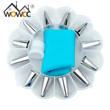 

14pc/set Dessert Decorators Silicone Icing Piping Cream Pastry Bag Stainless Steel Piping Icing Nozzle for Cream Pastry Tool