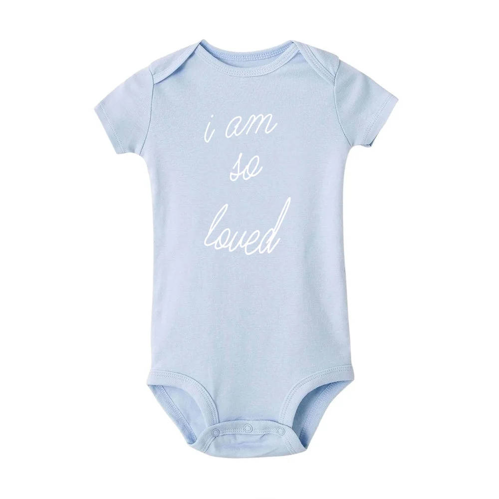 I Am So Loved Funny Cute Babe Onesie Newborn Baby Bodysuit Infant Short Sleeve Creeper Baby Boy Girl Clothes Body Suit