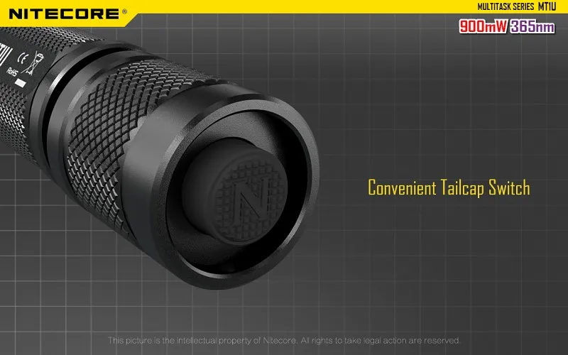 NITECORE MT1U Ультрафиолетовый светодиодный 365nm длина волны холодный источник света удобный ультрафиолетовый фонарик большой лучистой мощности