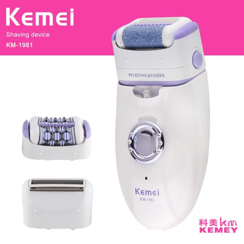 

Kemei 3 in 1 Electric Epilator For Women Electronic Foot File Female Depilation Machine Rechargeable Hair Removal