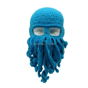 Mr. Kooky, ручная работа, смешное щупальце, осьминог, шапка, вязаная крючком, Ктулху, борода, шапочка, мужская, женская, вязаная, штормовка, шапка, подарок на Хэллоуин, животное - изображение