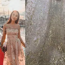 Красивая нигерийская кружевная ткань JRB-81908 с ручной печатью цветов Свадебная африканская кружевная ткань с блестками