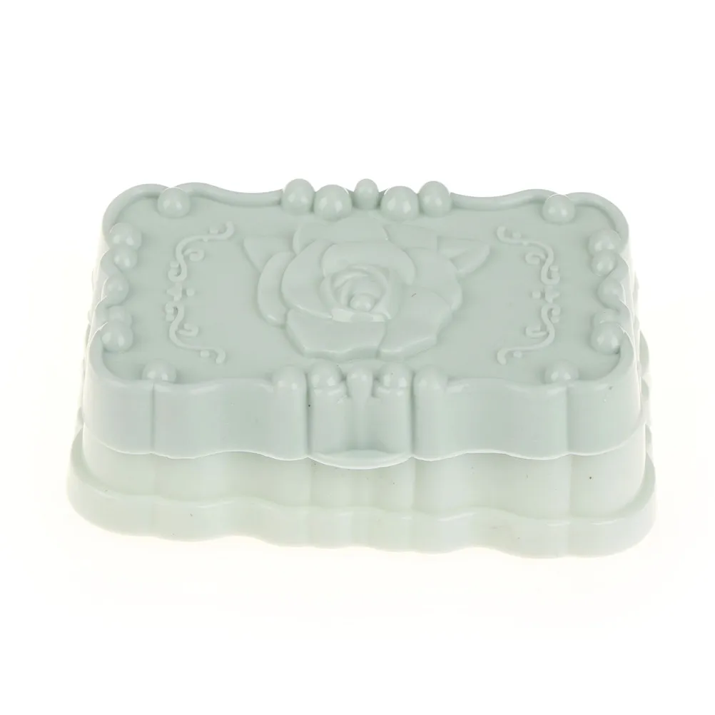 Мыло коробка для хранения Роза в форме блюдо для Аксессуары для ванной комнаты мыло Коробка Чехол держатель с крышкой протечки воды Дизайн Лидер продаж - Цвет: Синий