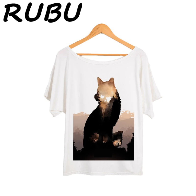 

RUBU Women Printing T-shirt 2018 Summer Women Short Sleeve t shirt Casual Off Shoulder Loose Tops Clothing Female tshirt 7VB146