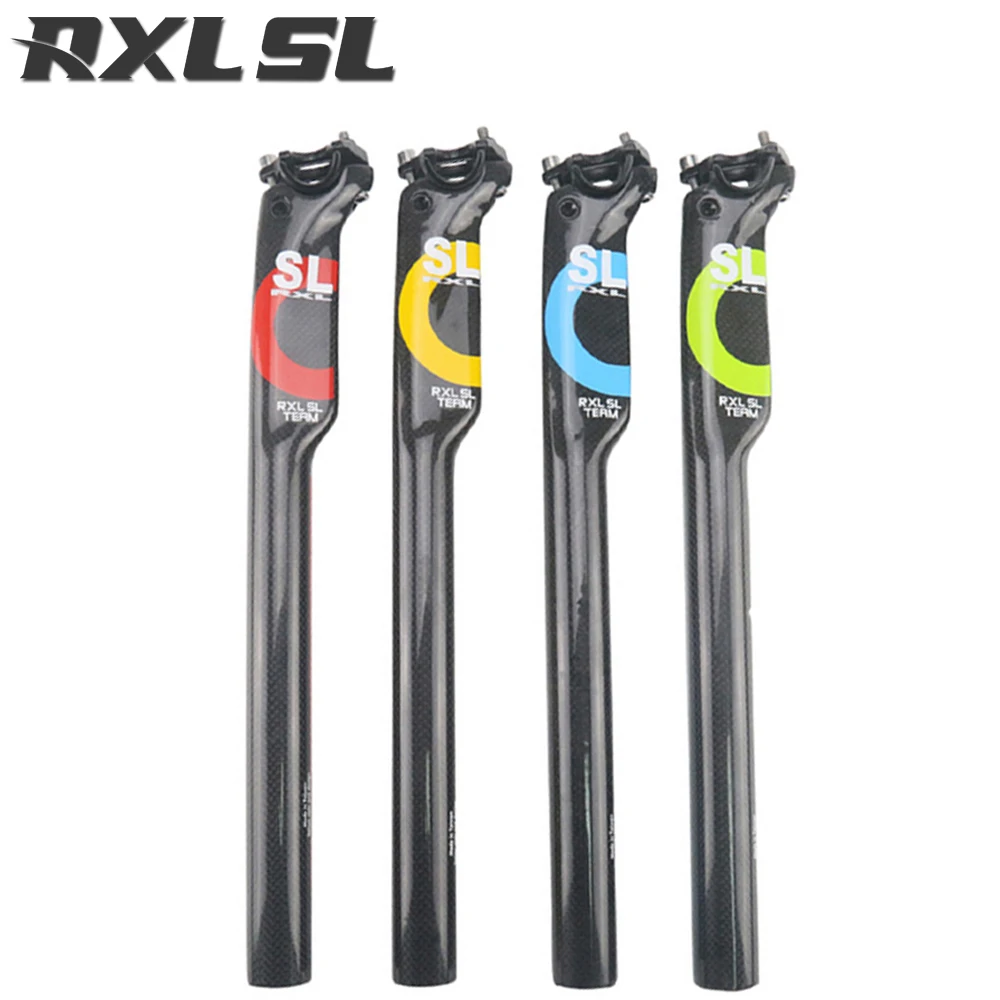 RXL SL велосипедный Подседельный штырь из углеродного волокна 27,2/30,8/31,6 мм 3K глянцевый 350/400 мм красный/желтый/синий/зеленый сверхлегкий углеродный подседельный штырь